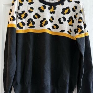 Pink Martini Black and Gold Leopard Yoke Sweater